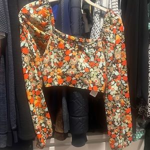 Floral Vero Moda crop top long sleeve XS